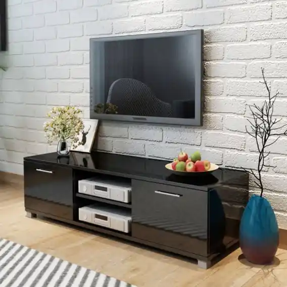Zamów dziś Szafka pod TV na wysoki połysk czarna 120x40,3x34,7 cm Lumarko! - Hurtownia wielobranżowa Lumarko